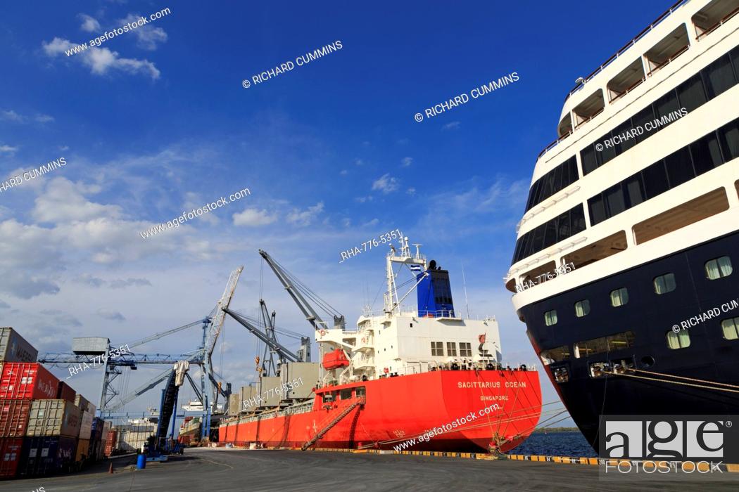Stock Photo: Cargo Ship, Corinto Port, Chinandega Province, Nicaragua, Central America.