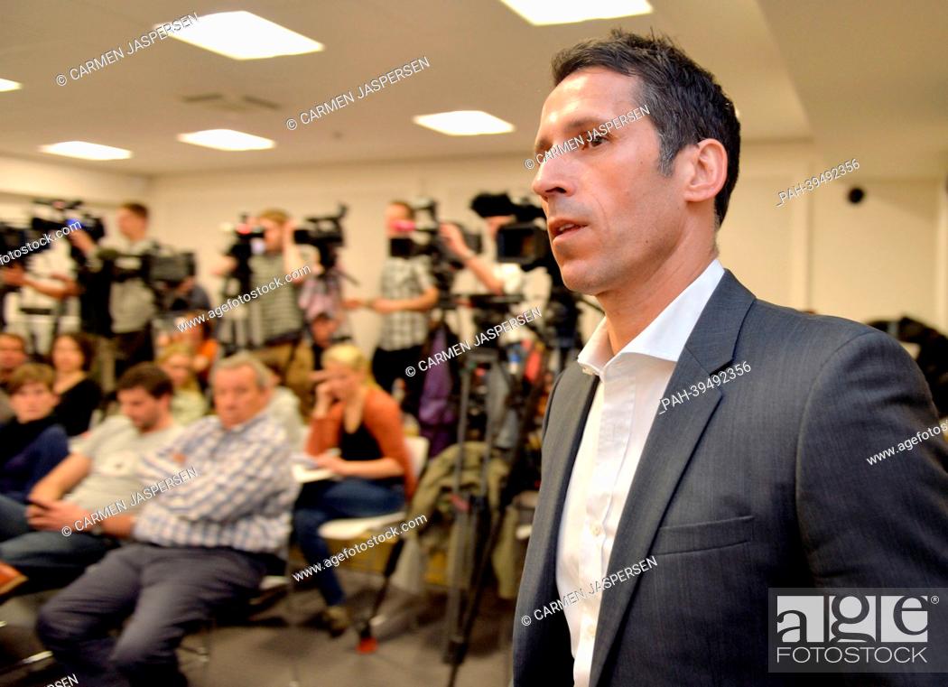 Stock Photo: Werder's Sport CEO Thomas Eichin arrives for a press conference on the seperation from head coach Schaaf at Weserstadion in Bremen, Germany, 15 May 2013.