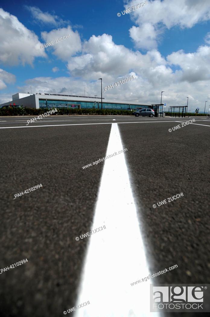 Stock Photo: A view of an empty parking lot at the airport in Kassel-Calden, Germany, 19 August 2013. The airport, which opened in April.