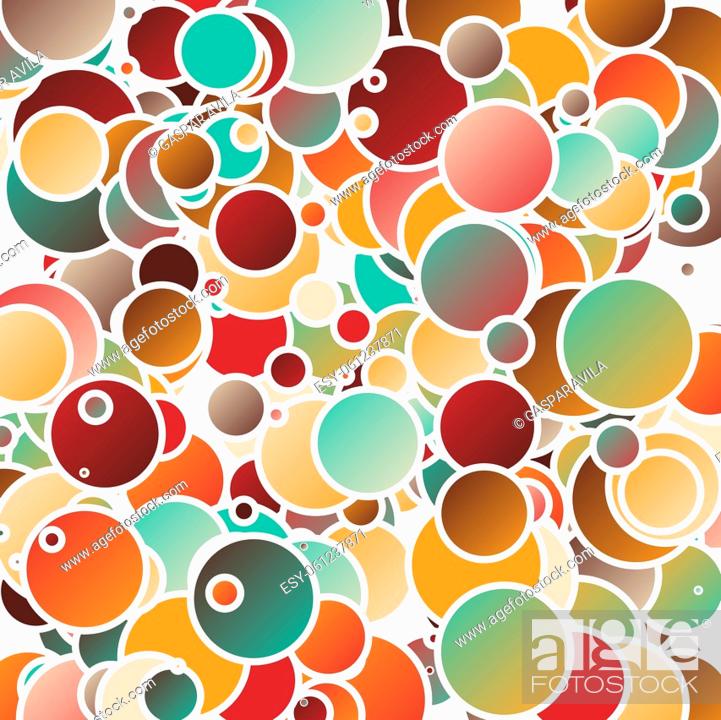 Vector: Assorted bubbles. Vibrant colors 2D digital art made with circles.
