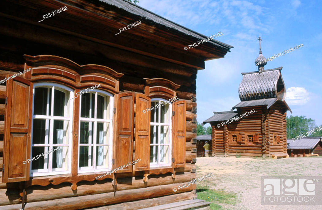 Stock Photo: Taltsy Museum of Wooden Architecture and Ethnography. Irkutsk. Siberia, Russia.