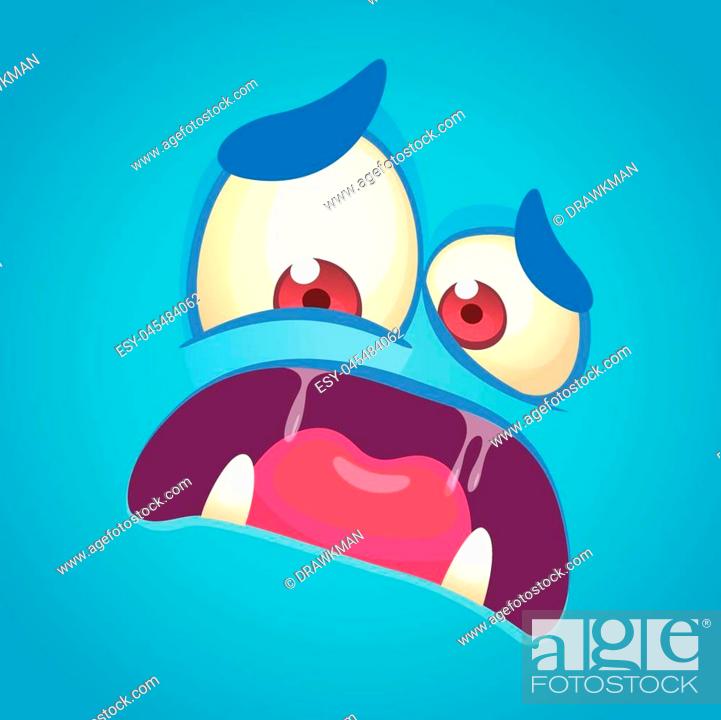 Cartoon angry monster face. Vector blue monster scared avatar, Stock  Vector, Vector And Low Budget Royalty Free Image. Pic. ESY-045484062 |  agefotostock