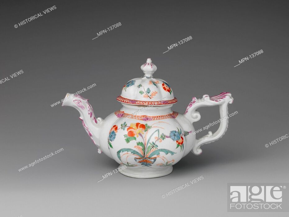 Stock Photo: Teapot. Factory: Vienna; Factory director: Du Paquier period (1718-1744); Date: ca. 1735-40; Culture: Austrian, Vienna; Medium: Hard-paste porcelain;.