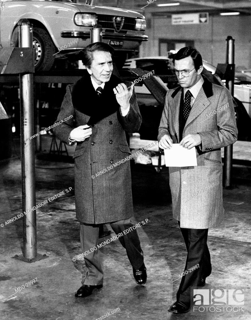 Stock Photo: Umberto Orsini and Richard Conte on the set of the film Tony Arzenta - Big Guns. The Italian actor Umberto Orsini and the Italian-American actor Richard Conte.