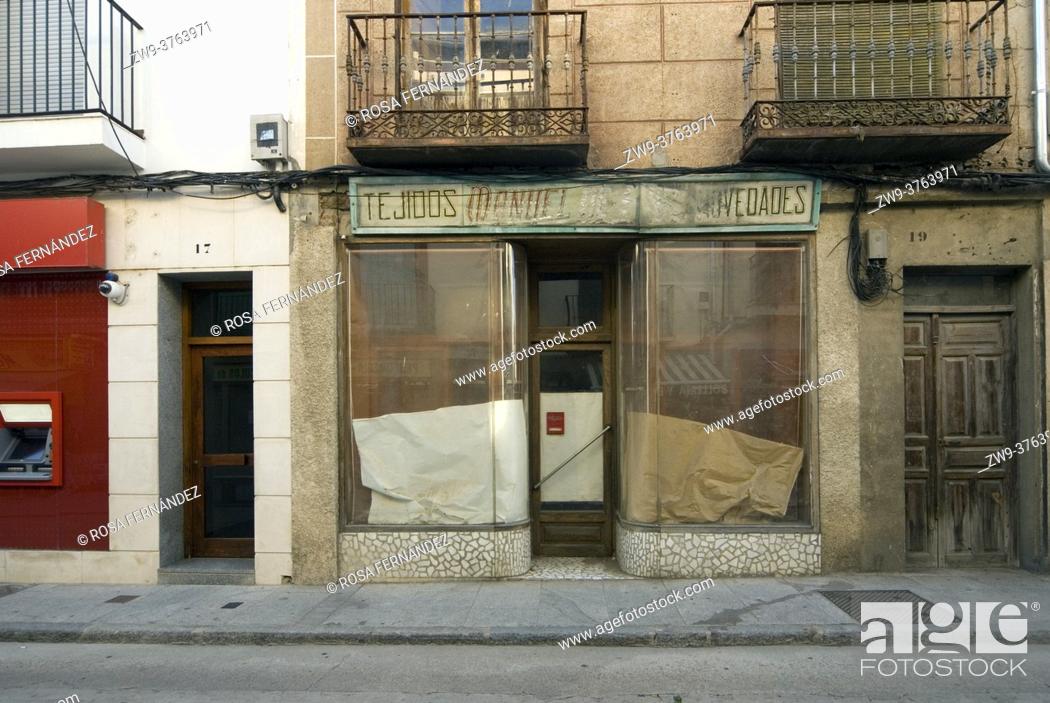 Stock Photo: Traditional house with closed shop, Barco de Avila, province of Avila, Castilla y Leon, Spain.