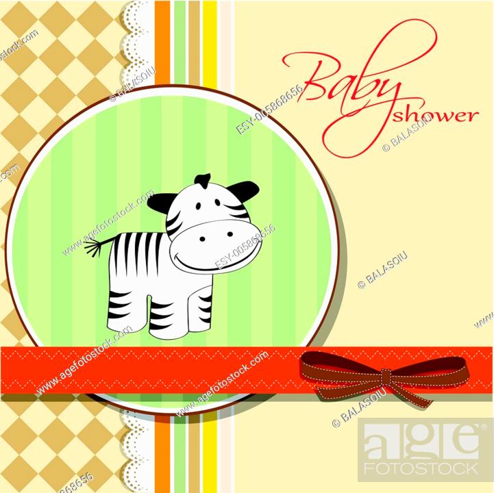 Stock Vector: childish greeting card with zebra.