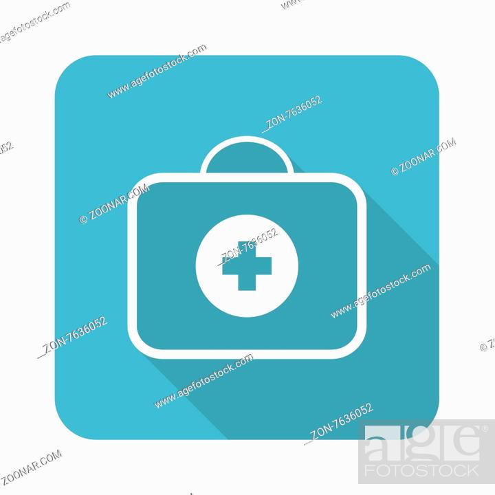 Stock Photo: Square icon with image of medical kit, isolated on white.