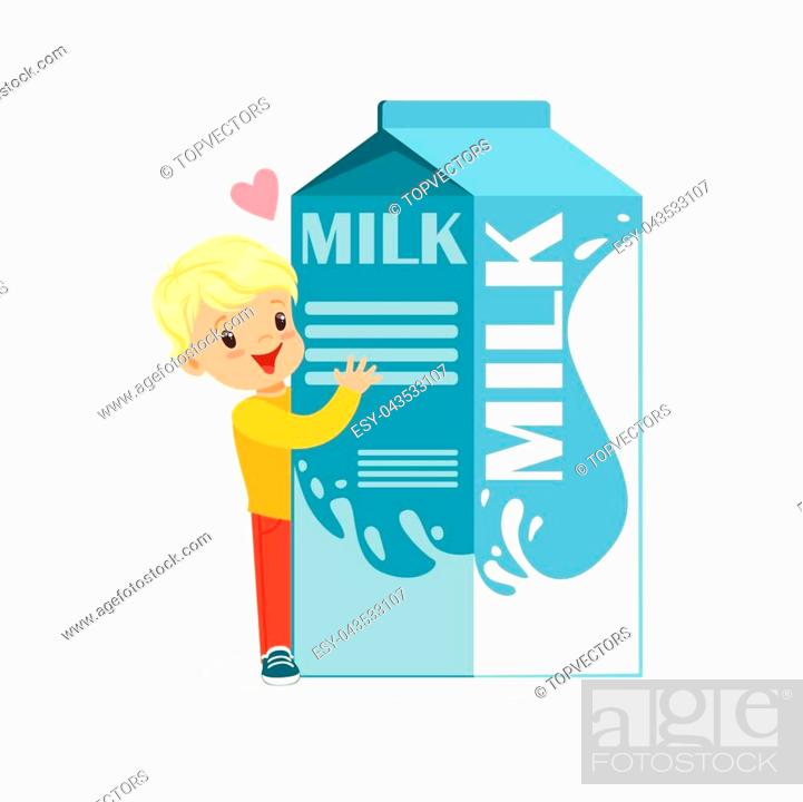Cute blonde little boy and funny milk carton box with smiling human face  playing and having fun, Stock Vector, Vector And Low Budget Royalty Free  Image. Pic. ESY-043533107 | agefotostock