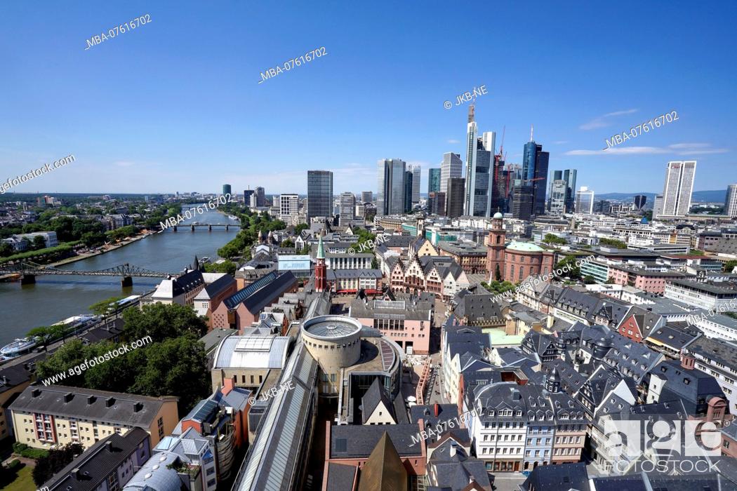Imagen: Germany, Hesse, Frankfurt on the Main, RÃ¶mer, Paulskirche, financial district, in front Schirn Kunsthalle and New Old Town, view from the Kaiserdom tower.