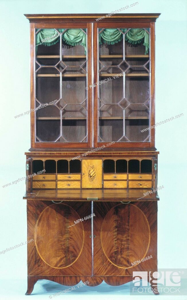 Stock Photo: Secretary and bookcase. Date: 1795-1810; Geography: Possibly made in Philadelphia, Pennsylvania, United States; Possibly made in Baltimore, Maryland.