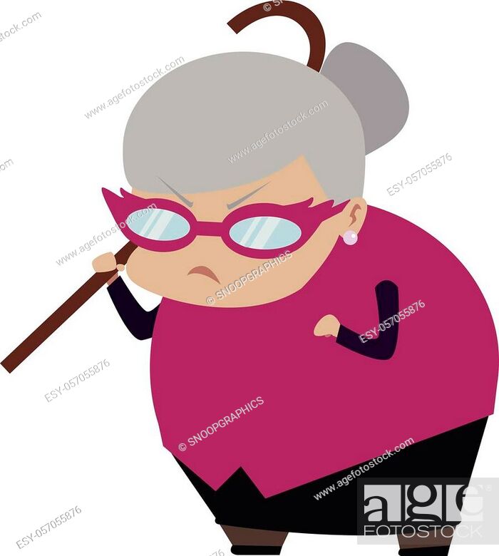 Cartoon angry grandma slapping with a walking stick isolated on a white  background, Stock Vector, Vector And Low Budget Royalty Free Image. Pic.  ESY-057055876 | agefotostock