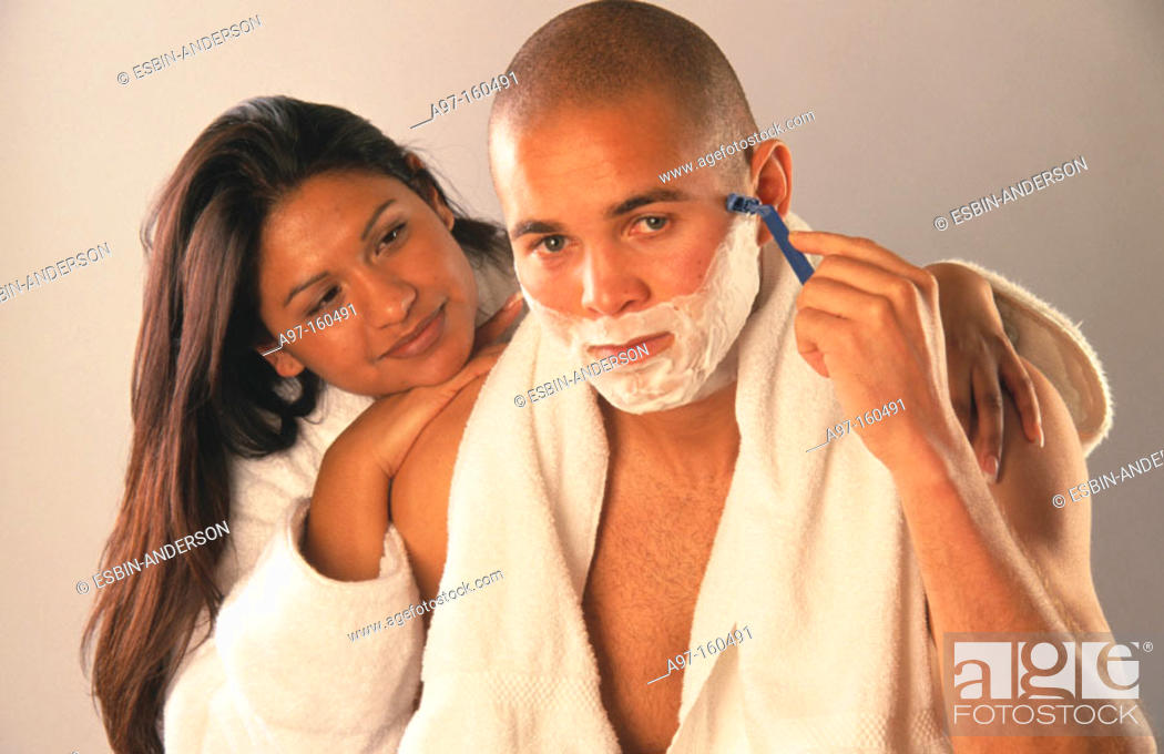 Stock Photo: Young couple in bathroom.