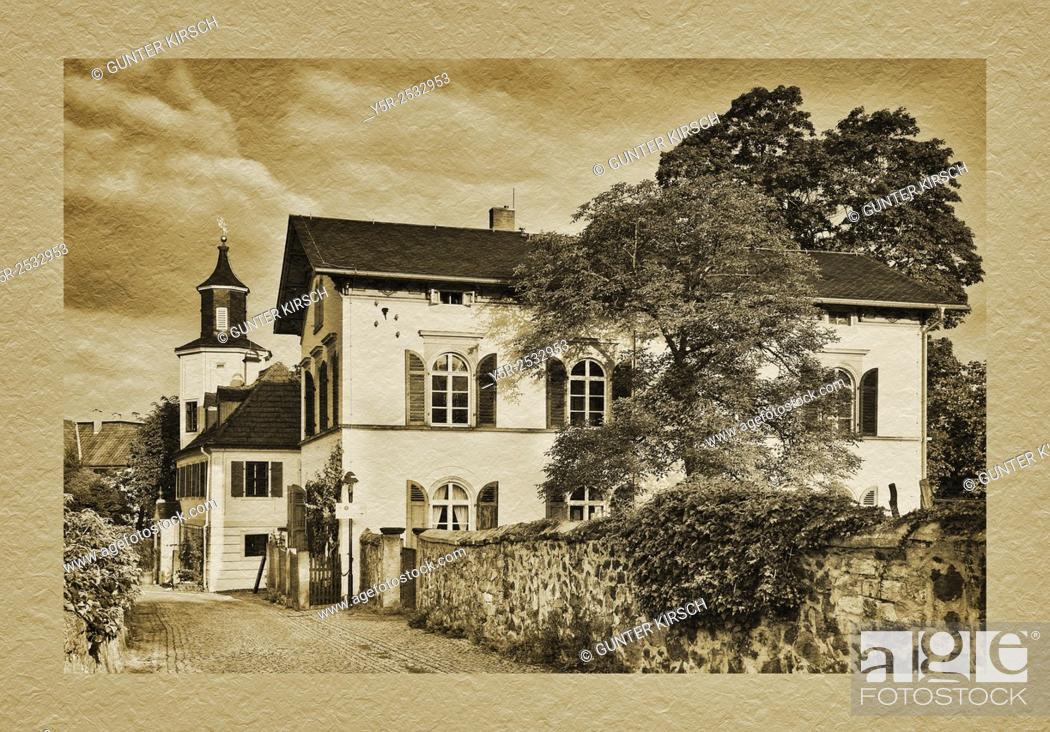 Stock Photo: Meinholdsches Turmhaus, Wine-growing estate built at 1720, Radebeul near Dresden, Saxony, Germany, Europe.