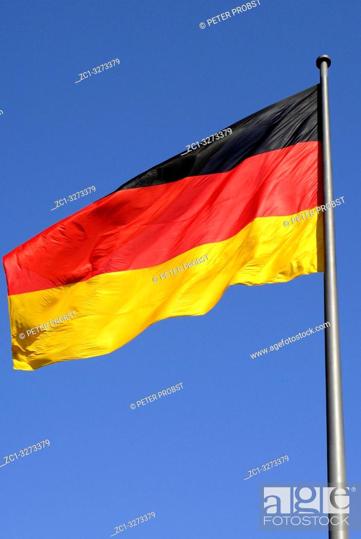 Stock Photo: German national flag in the Government sector of Berlin - Germany.