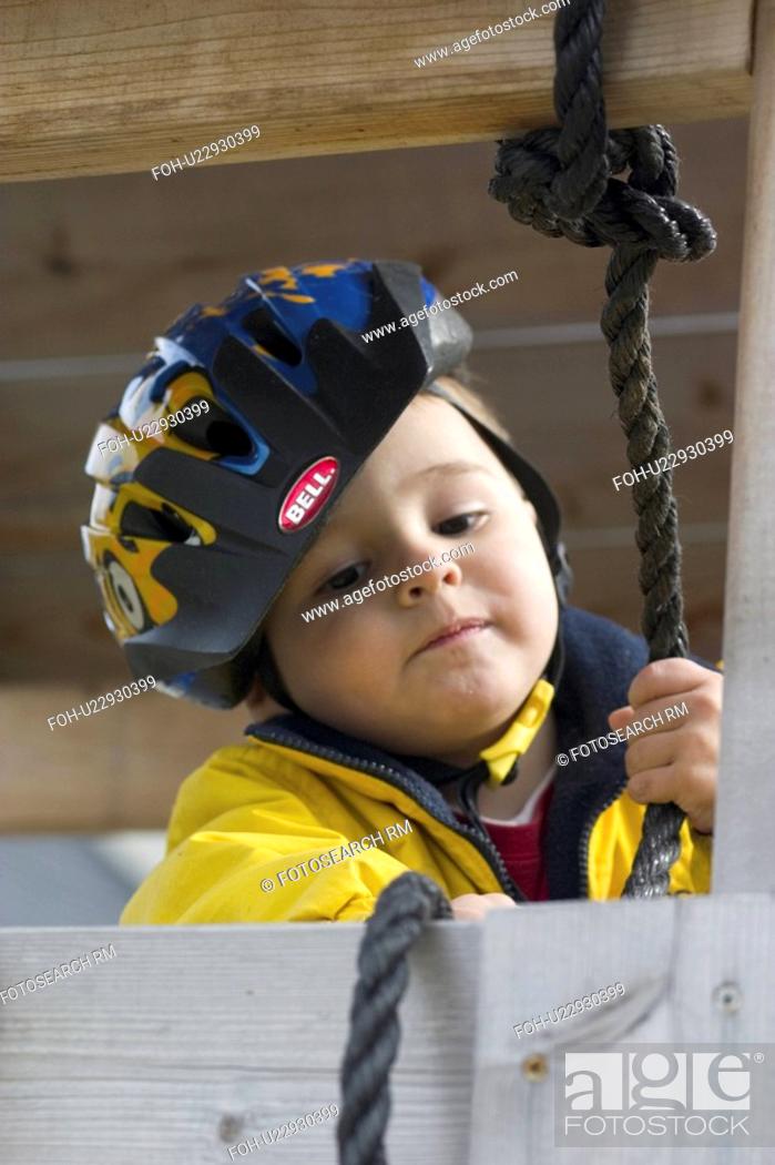 Stock Photo: house, pulling, play, elevated, rope, toddler.