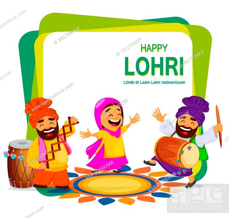 Popular winter Punjabi folk festival Lohri. Funny Indian woman and two Sikh  men celebrating holiday, Stock Vector, Vector And Low Budget Royalty Free  Image. Pic. ESY-057537006 | agefotostock