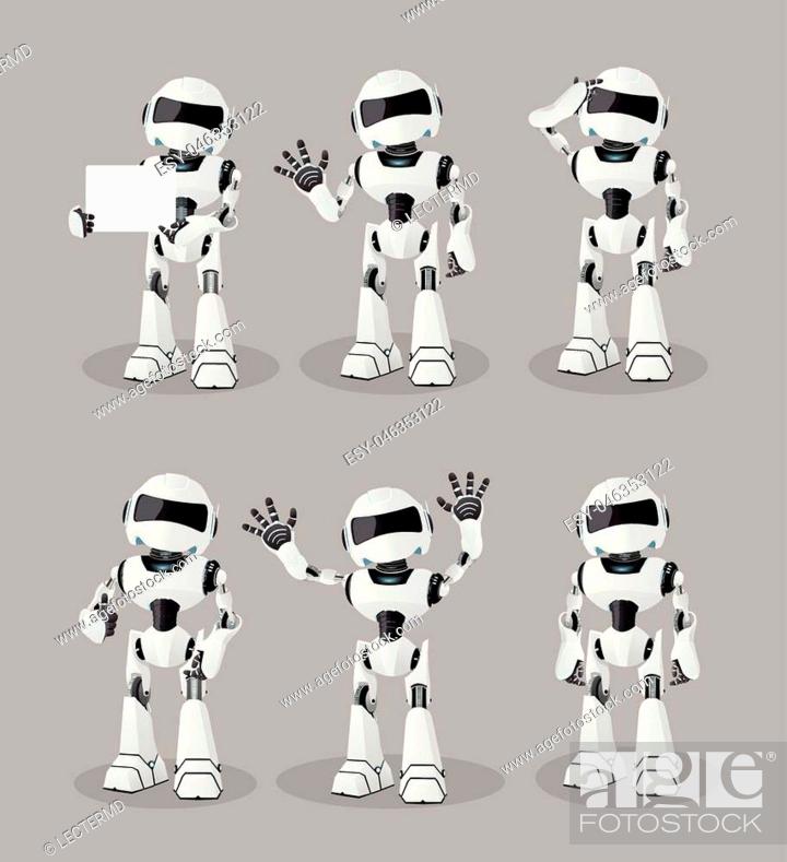Vector set of funny e robots with two arms and legs, Future, technology,  modern, Stock Vector, Vector And Low Budget Royalty Free Image. Pic.  ESY-046353122 | agefotostock