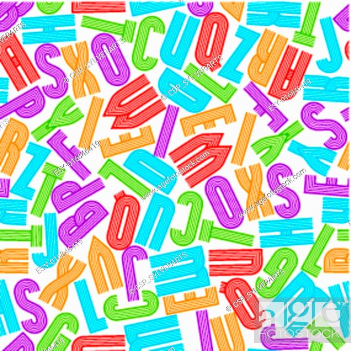 Stock Vector: Geometric seamless pattern with letters, vector background.