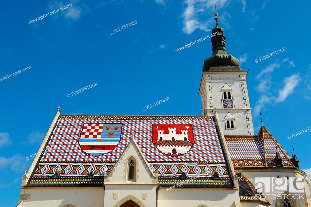 Stock Photo: Late Gothic church of St  Mark's Church Crkva sv  Marka , Zagreb, Croatia.