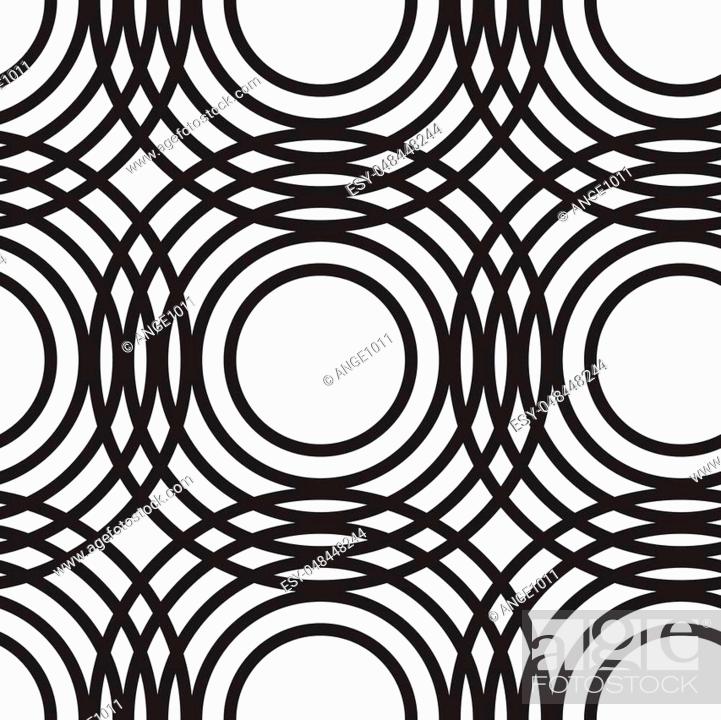 Stock Vector: Monochrome abstract geometric circles seamless pattern. Endless elegant texture, tempate for design fabric, backgrounds, wrapping paper, package, covers.