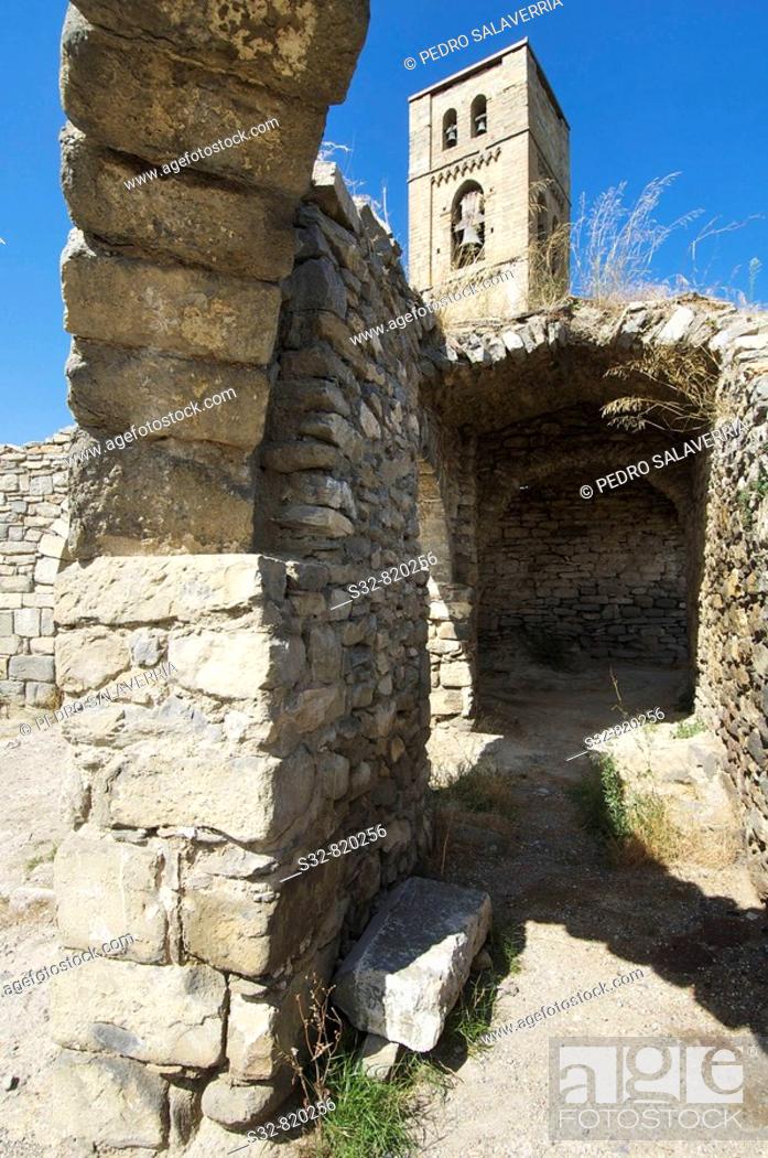 Imagen: Torre de Iglesia parroquial de Nuestra Sen~ora de Baldo's (XIII); Montan~ana (Conjunto Histo'rico Arti'stico); Comarca de la Ribagorza; Huesca; Arago'n; Espan~a.