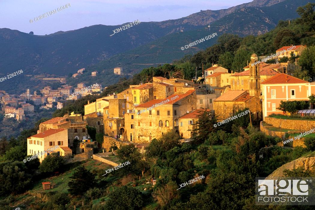 Stock Photo: Costa, village in Balagne region, Upper Corsica, Northern Corsica, France, Europe.