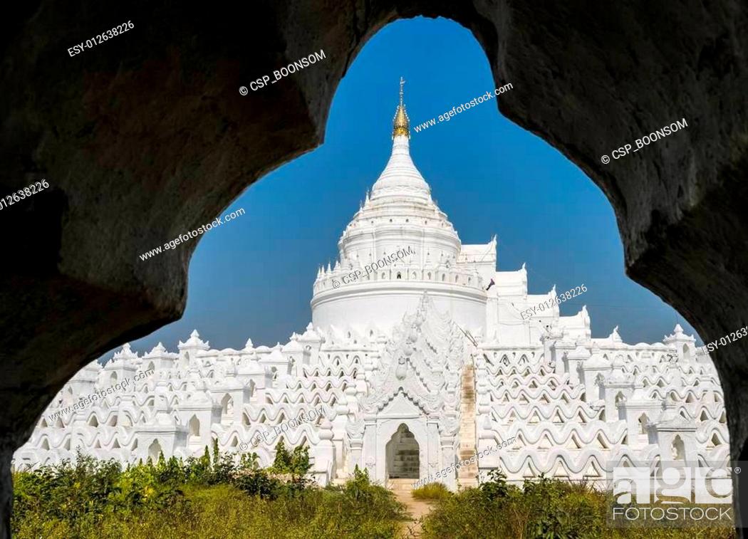 Stock Photo: Mingun white pagoda, Myanmar.