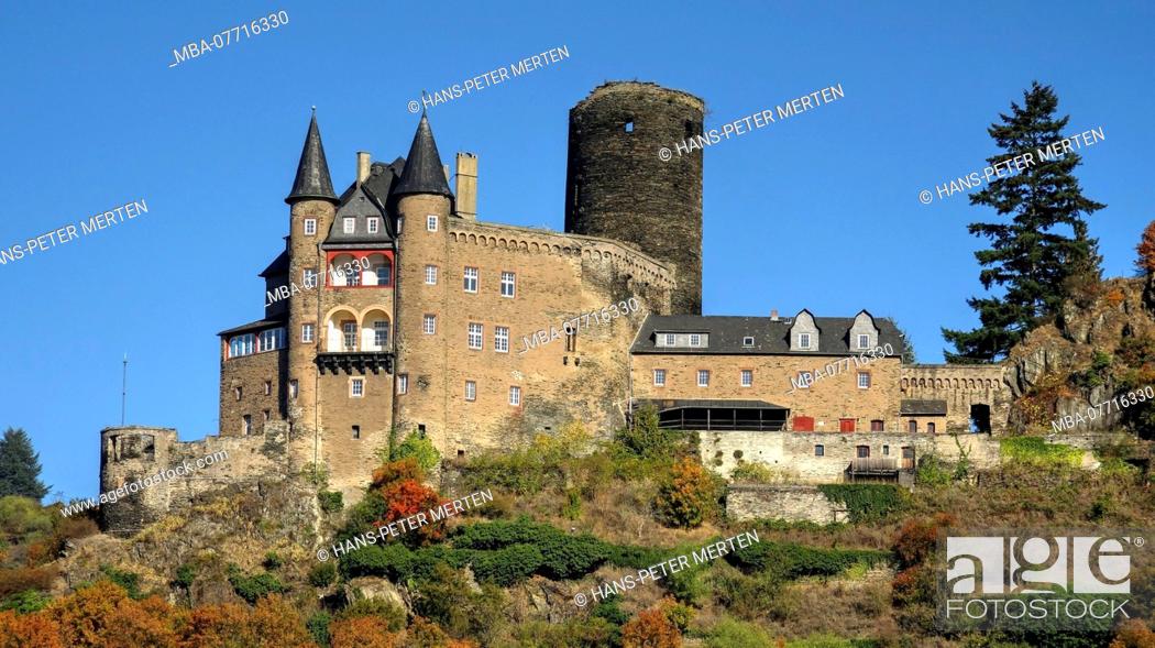 Stock Photo: Katz Castle above St. Goarshausen, Rhine Valley, Rhineland-Palatinate, Germany.