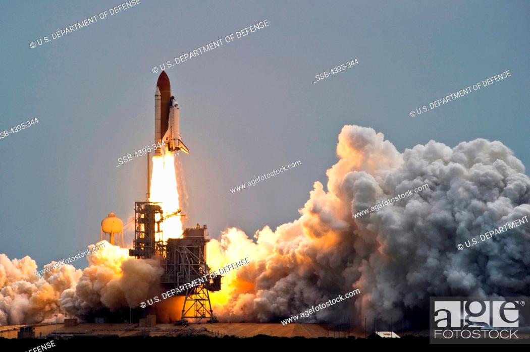 Stock Photo: 110708-N-TT977-055 Space Shuttle Atlantis, STS-135, NASA's final space shuttle mission lifts off from Kennedy Space Center, Cape Canaveral, Fla.