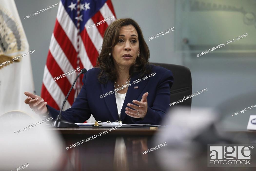 Stock Photo: United States Vice President Kamala Harris heads a roundtable with area leaders at the Los Angeles County Federation of Labor, AFL-CIO.