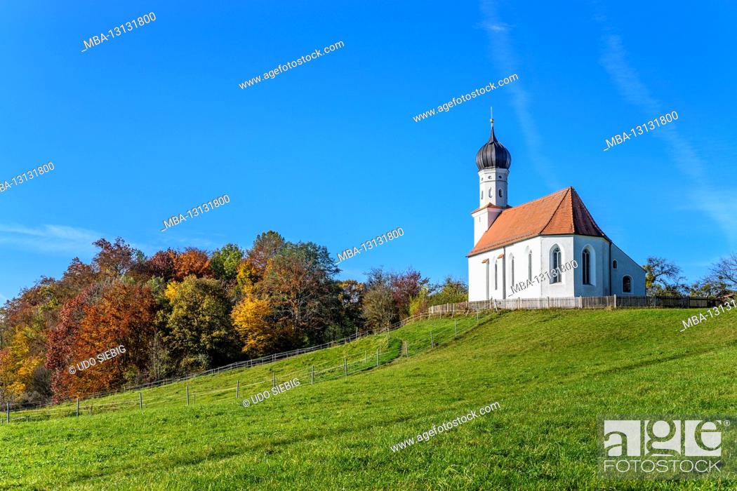Stock Photo: Germany, Bavaria, Upper Bavaria, Ebersberg district, Ebersberg, Haselbach district, St. Margaretha branch church.