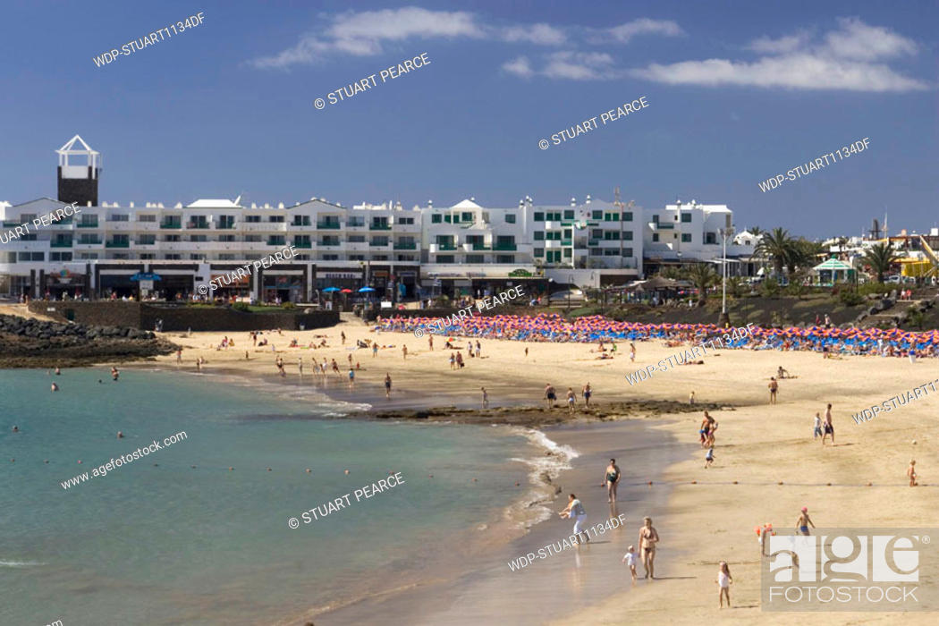 Stock Photo: Las Cucharas Beach, Costa Teguise, Lanzarote, Canary Islands.