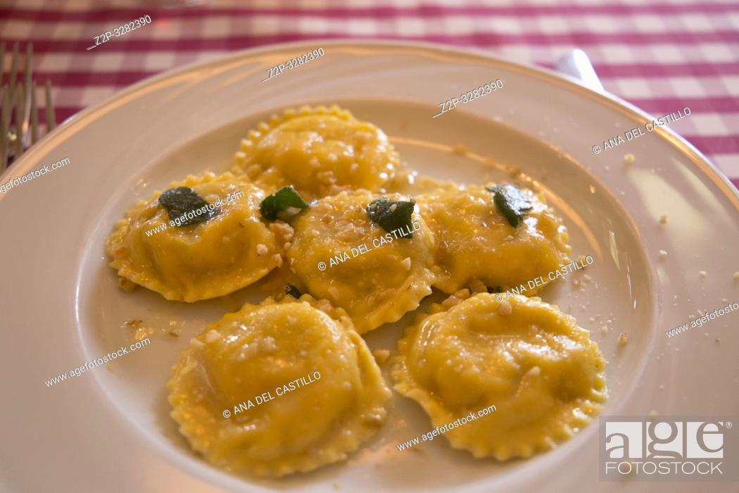 Stock Photo: Italian ravioli with salmon.