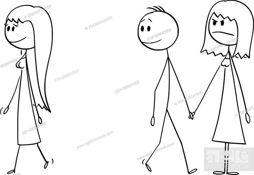 Vector cartoon stick figure drawing conceptual illustration of couple of man  and woman, Stock Vector, Vector And Low Budget Royalty Free Image. Pic.  ESY-058841652 | agefotostock