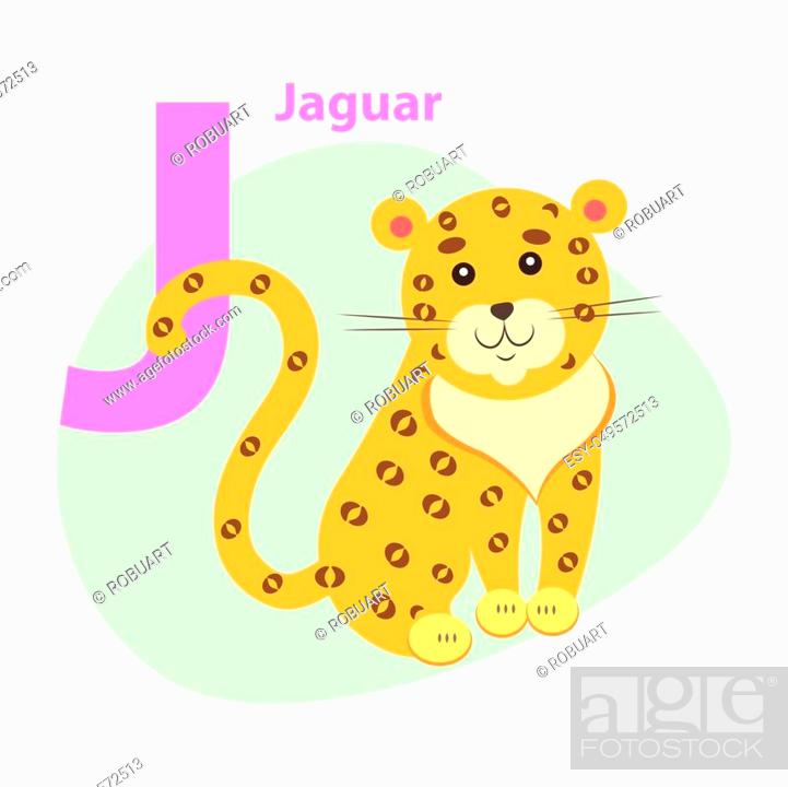 Children ABC with cute animal cartoon vector. English letter J with funny  Jaguar flat illustration..., Stock Vector, Vector And Low Budget Royalty  Free Image. Pic. ESY-049572513 | agefotostock
