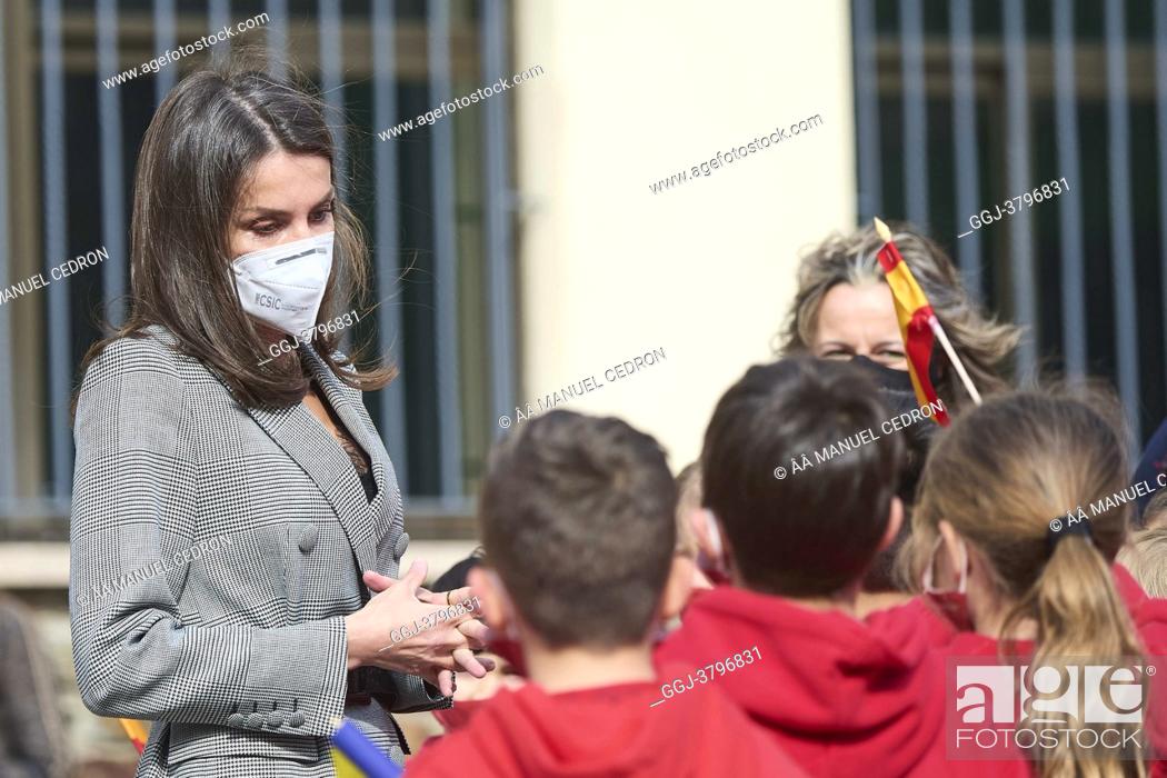 Stock Photo: Queen Letizia of Spain attend a Meeting with the Spanish educational community in Andorra during 2 day State visit to Principality of Andorra at Maria Moliner.