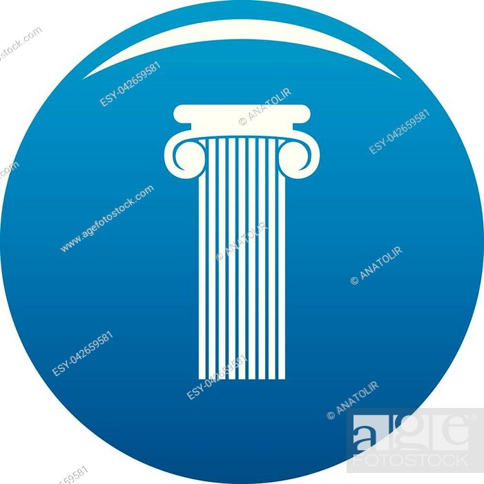 Stock Vector: Roman column icon vector blue circle isolated on white background.