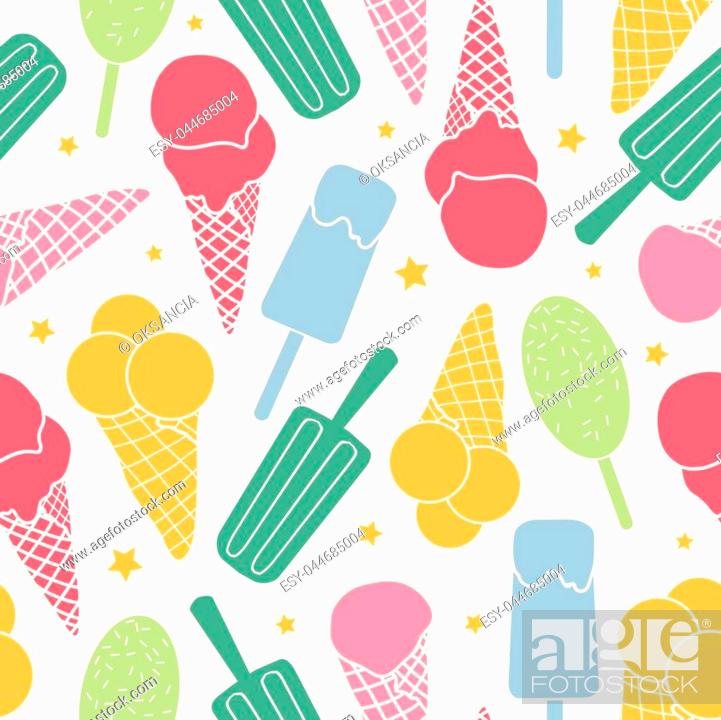 Cute ice cream and stars seamless pattern. Great for yummy summer dessert  wallpaper, backgrounds, Stock Vector, Vector And Low Budget Royalty Free  Image. Pic. ESY-044685004 | agefotostock