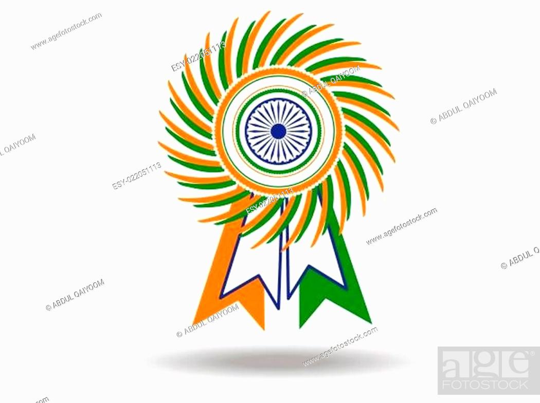 Stock Photo: Beautiful batch of Indian National flag. Vector Illustration.