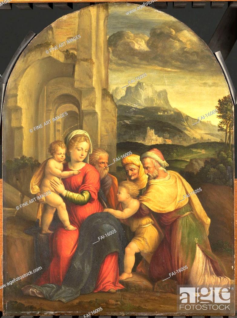 Stock Photo: The Holy Family. Garofalo, Benvenuto Tisi da (1481-1559). Oil on canvas. Renaissance. 1535. Rijksmuseum, Amsterdam. 51x37, 5. Painting.