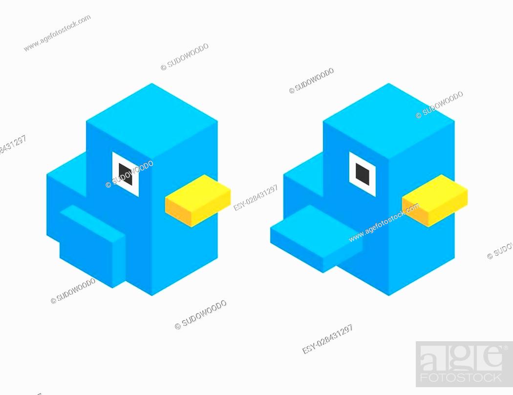 Little cute cartoon bird, two frames of fly animation in isometric pixel  art style, Stock Vector, Vector And Low Budget Royalty Free Image. Pic.  ESY-028431297 | agefotostock