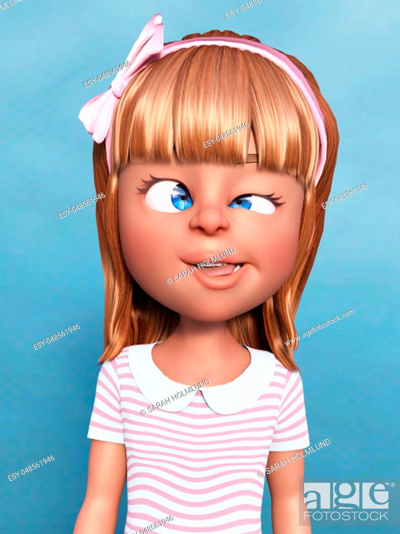 3D rendering of a cartoon girl doing a silly face, sticking her toungue out  and crossing her eyes, Stock Photo, Picture And Low Budget Royalty Free  Image. Pic. ESY-048561946 | agefotostock