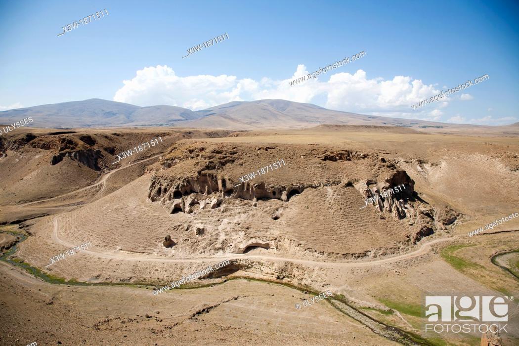 Stock Photo: landscape from ani ruins, kars area, north-eastern anatolia, turkey, asia.