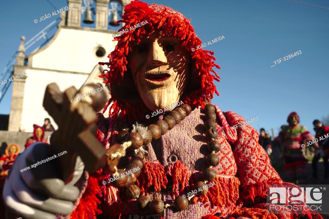 Photo de stock: Festa dos Rapazes, or Festa de Santo Estevão (Saint Stephen), a religious festivity with deep roots in pagan Winter Solstice celebrations that takes place at.