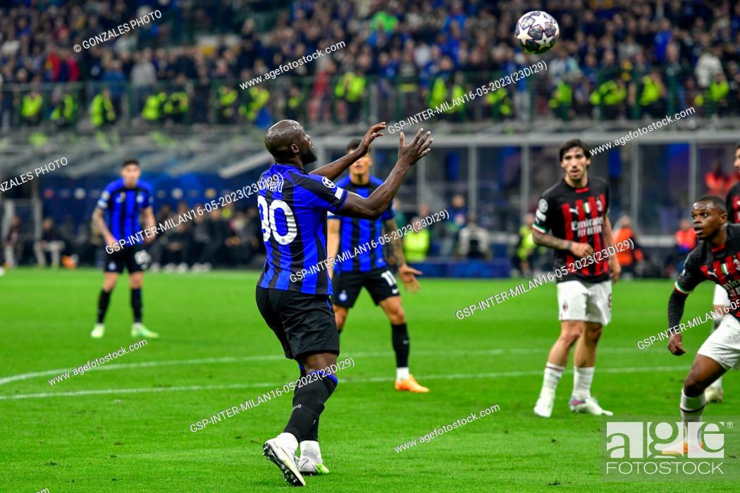 Stock Photo: Milano, Italy. 16th, May 2023. Romelu Lukaku (90) of Inter seen during the UEFA Champions League match between Inter and AC Milan at Giuseppe Meazza in Milano.