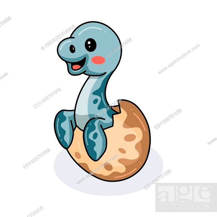 Vector illustration of Cute little dinosaur cartoon hatching from egg,  Stock Vector, Vector And Low Budget Royalty Free Image. Pic. ESY-059751058  | agefotostock