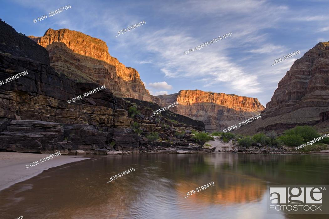 Stock Photo: The Grand Canyon at dawn at 214 Mile Creek, Grand Canyon National Park, Arizona, USA.