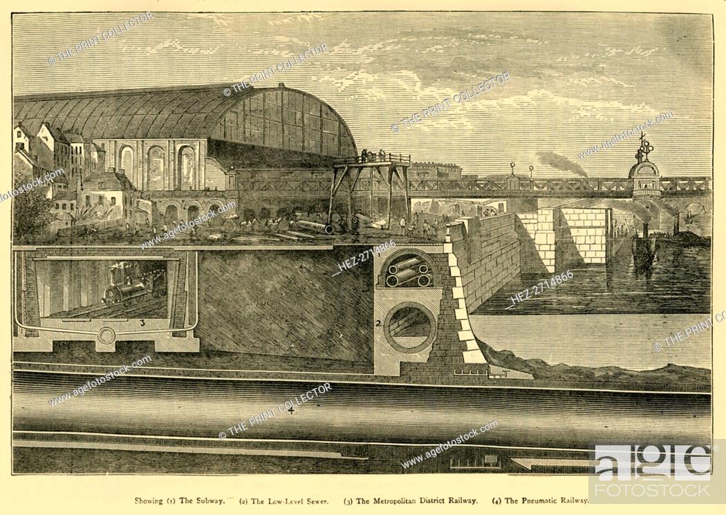 Stock Photo: Section of the Thames Embarkment, 1867', (c1876). Creator: Unknown.