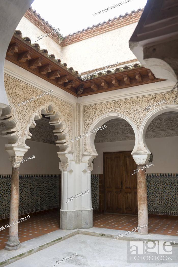 Stock Photo: St Clara monastery Tordesillas monumental town in Castile Leon Spain. Moorish courtyard.