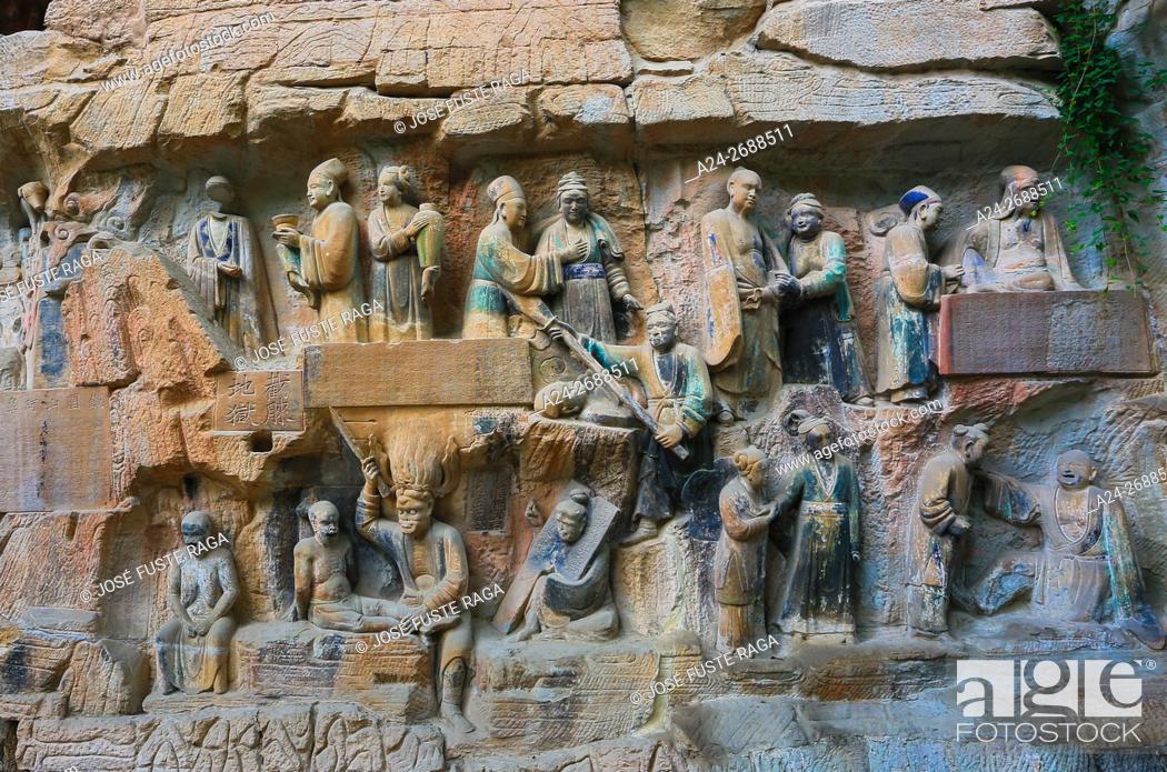 Stock Photo: China, Chongqin province, Dazu Buddhist Caves (W. H. ).